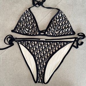 Dior large blue opaque bikini top & bottom